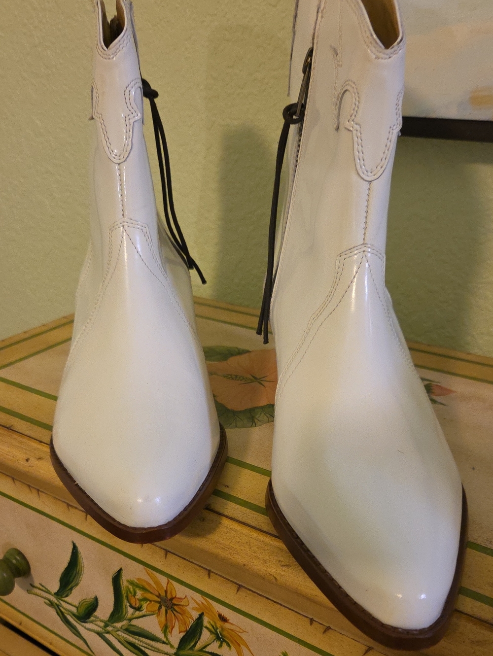 Free People White Pointed Toe Ankle Booties